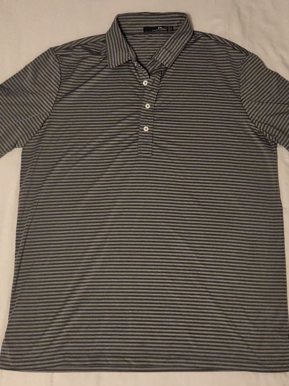 RLX Ralph Lauren Golf Polo Shirt Men's XL Black Gray Striped Performance Stretch